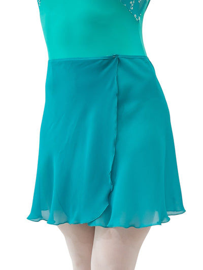 Aquamarine Georgette Wrap Short Dance Skirt MP345 for Women by Atelier della Danza MP