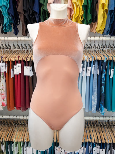 Pink High Neck Velvet Dance Tank Leotard MP218 for Women by Atelier della Danza MP