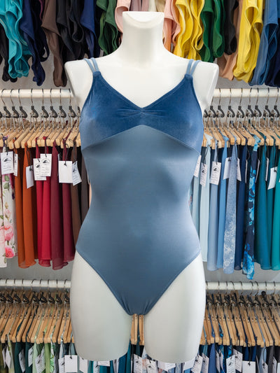 Powder Blue Velvet Dance Spaghetti Straps Leotard MP201 for Women by Atelier della Danza MP