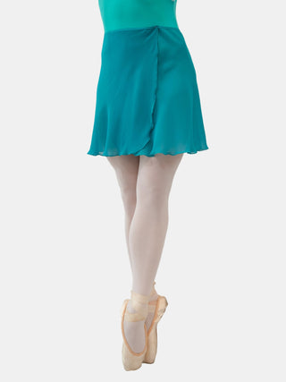 Aquamarine Georgette Wrap Short Dance Skirt MP345 for Women by Atelier della Danza MP
