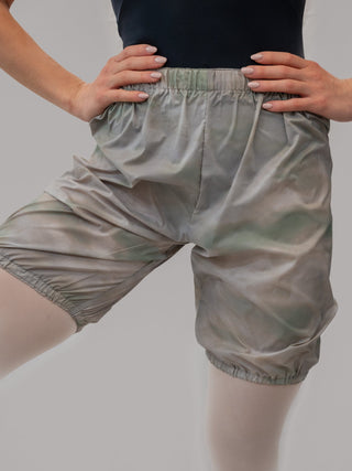 Beige Patterned Warm-up Dance Trash Bag Shorts MP5006 for Women and Men by Atelier della Danza MP
