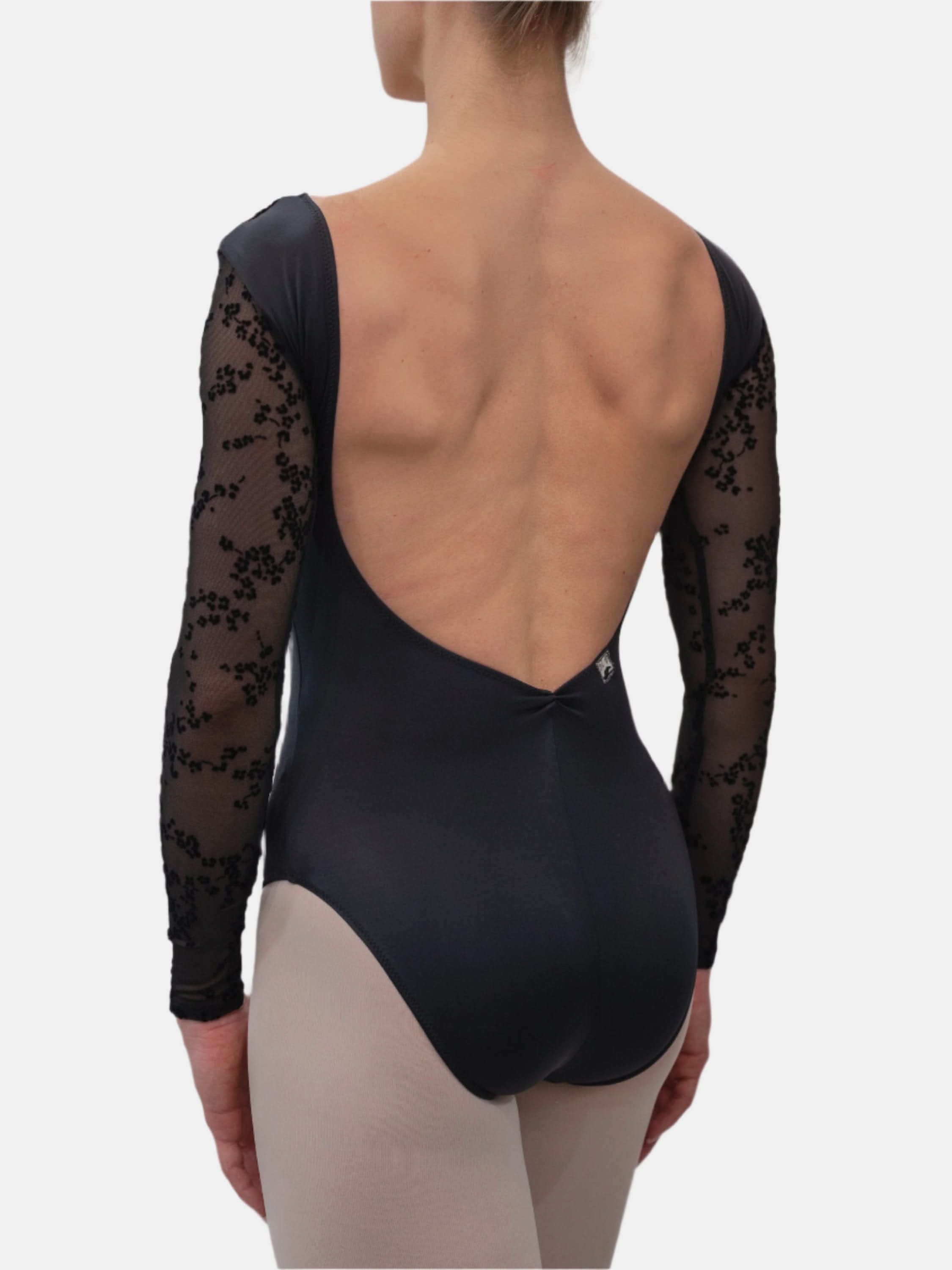 Black dance leotard long sleeve on sale