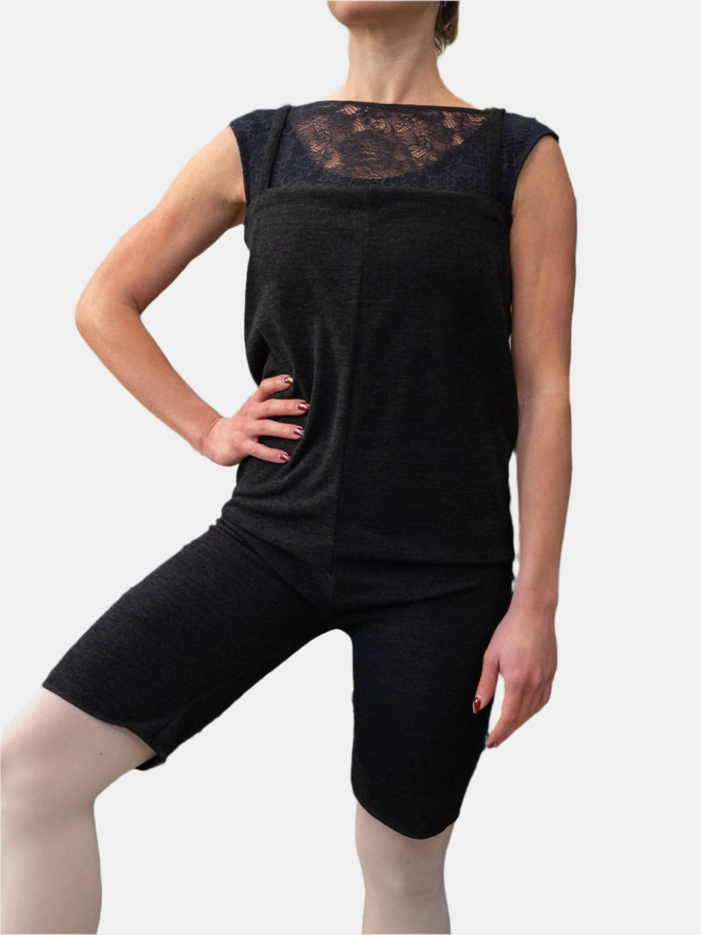 Black Warm-up Dance Romper MP925 - Atelier della Danza MP