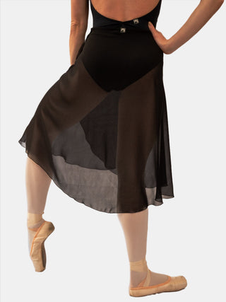Black Wrap Long Dance Skirt MP355 for Women by Atelier della Danza MP
