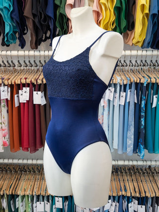 Blue Lace Dance Spaghetti Straps Leotard for Women by Atelier della Danza MP