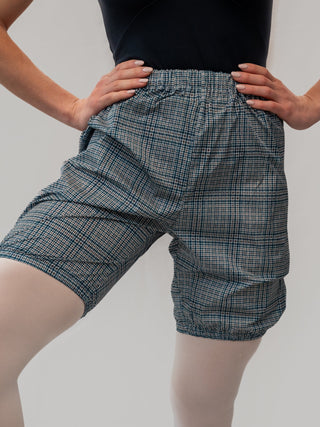 Blue Tartan Warm-up Dance Trash Bag Shorts MP5006 for Women and Men by Atelier della Danza MP