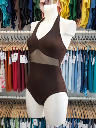 Brown Mesh Dance Halter Leotard MP744 for Women by Atelier della Danza MP