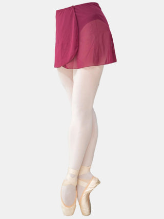 Burgundy Mesh Wrap Short Dance Skirt MP301 for Women by Atelier della Danza MP