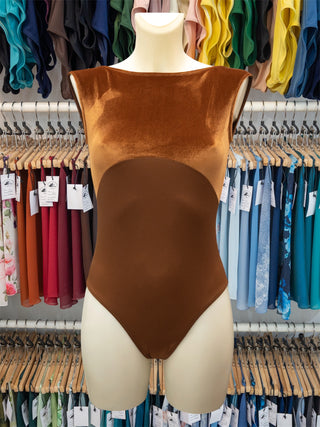 Chestnut Boatneck Velvet Dance Sleeveless Leotard MP255 for Women by Atelier della Danza MP