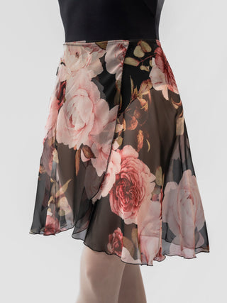 Floral Black Wrap Long Dance Skirt MP339 for Women by Atelier della Danza MP