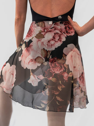 Floral Black Wrap Long Dance Skirt MP339 for Women by Atelier della Danza MP