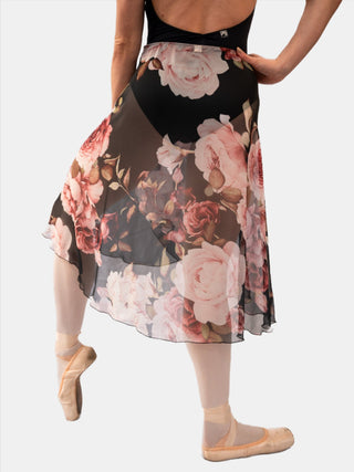 Floral Black Wrap Long Dance Skirt MP355 for Women by Atelier della Danza MP
