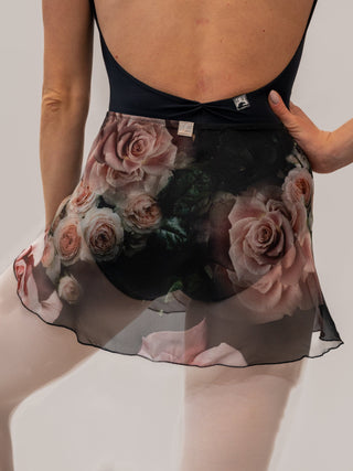 Floral Black Wrap Short Dance Skirt MP302 for Women by Atelier della Danza MP