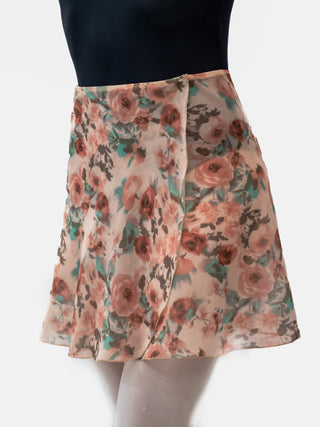 Floral Brown Wrap Short Dance Skirt MP345 for Women by Atelier della Danza MP