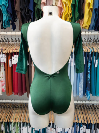 Green Velvet Dance 3/4 Sleeve Leotard for Women by Atelier della Danza MP
