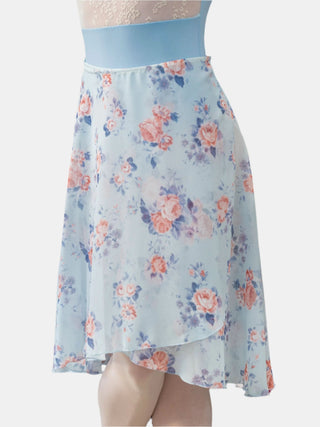 Light Blue Floral Wrap Long Dance Skirt MP310 for Women by Atelier della Danza MP