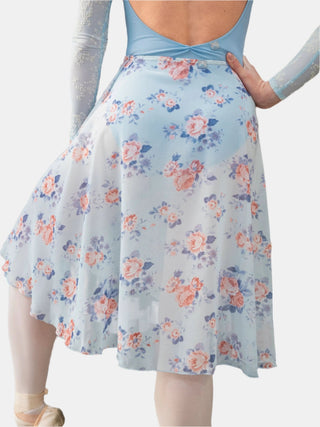 Light Blue Floral Wrap Long Dance Skirt MP310 for Women by Atelier della Danza MP