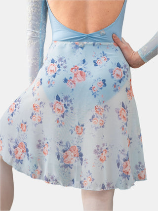 Light Blue Floral Wrap Long Dance Skirt MP339 for Women by Atelier della Danza MP