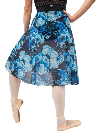 Navy Floral Wrap Long Dance Skirt MP310 for Women by Atelier della Danza MP