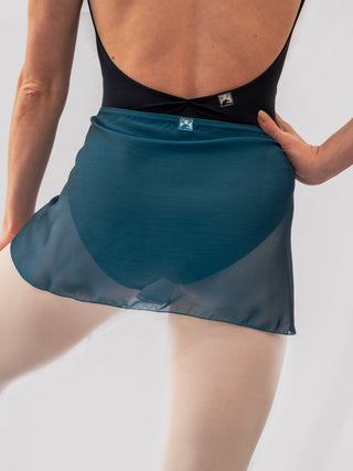 Petrol Chiffon Wrap Short Dance Skirt MP301 for Women by Atelier della Danza MP