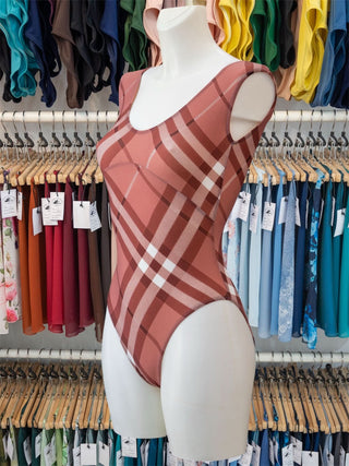 Pink Tartan Sleeveless Leotard MP193