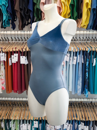 Powder Blue Velvet Dance Spaghetti Straps Leotard MP201 for Women by Atelier della Danza MP 