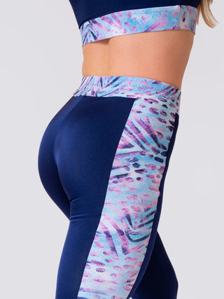 Women's Blue 7/8 Leggings for Yoga and Fitness Workouts by LENA Activewear