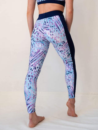 Women's Patterned Blue 7/8 Leggings for Yoga and Fitness Workouts by LENA Activewear