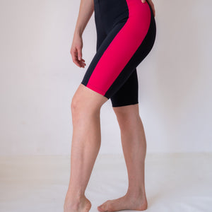 Women's Black and Fuchsia Biker Shorts for Yoga and Fitness by LENA Activewear