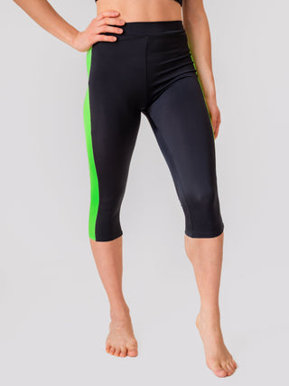 Black and Green Capri Leggings for Women for Yoga and Fitness Workouts by LENA Activewear