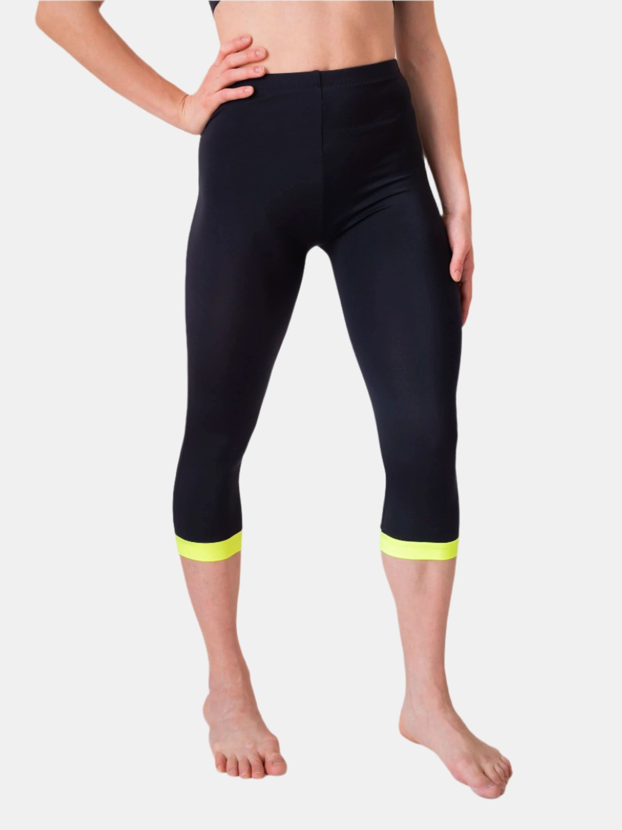 Yellow leggings with black stripe sale