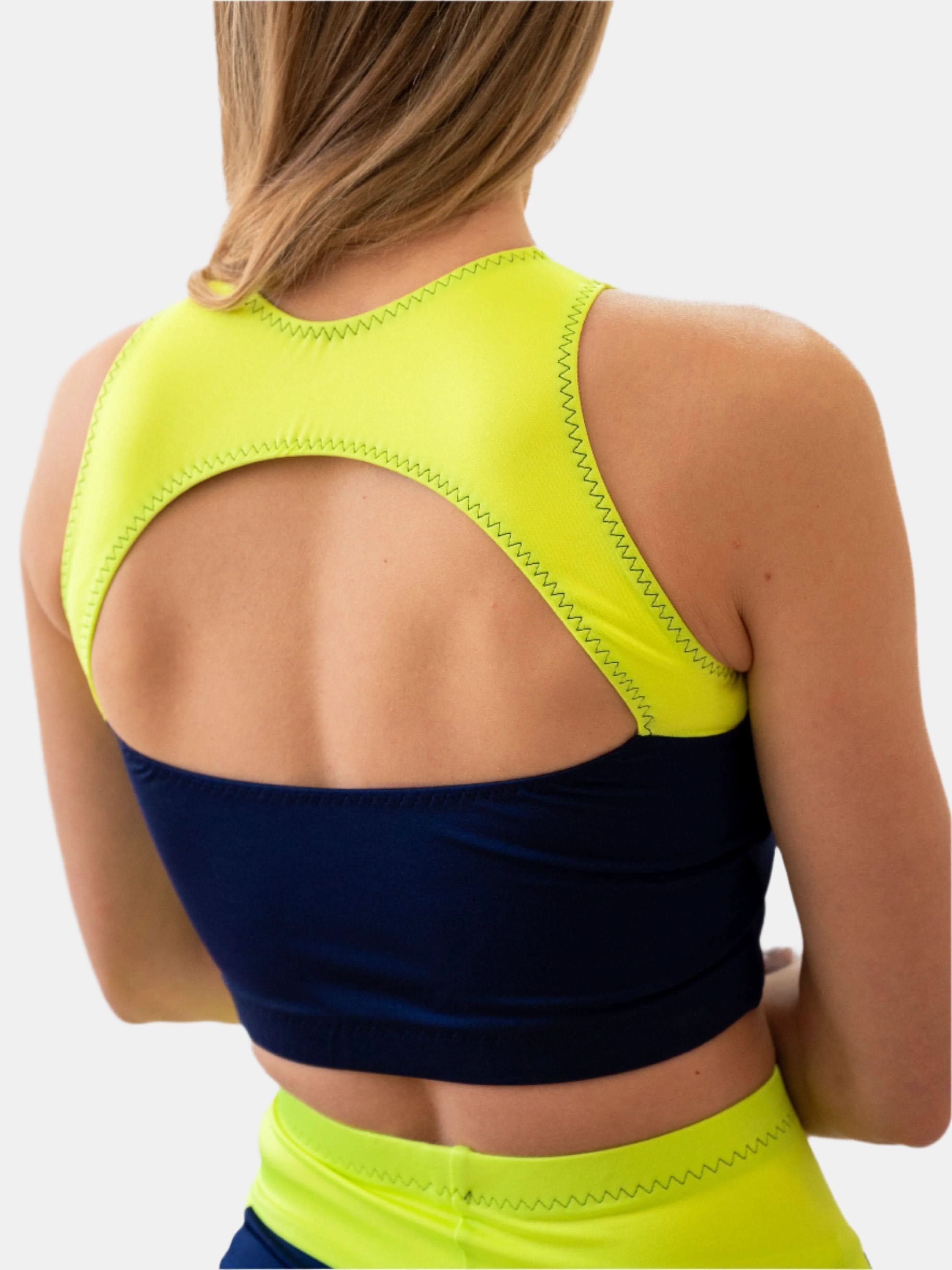 Blue and yellow crop top top