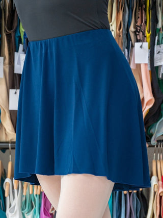 Blue Jersey Pull-on Dance Skirt Above Knee for Girls and Women by Atelier della Danza MP