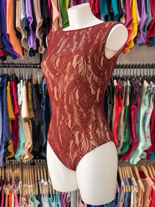 Bordeaux and Nude Dance Leotard for Women with Lace in Lycra by Atelier della Danza MP