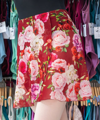 Floral Bordeaux Wrap Short Dance Skirt MP345 for Women by Atelier della Danza MP