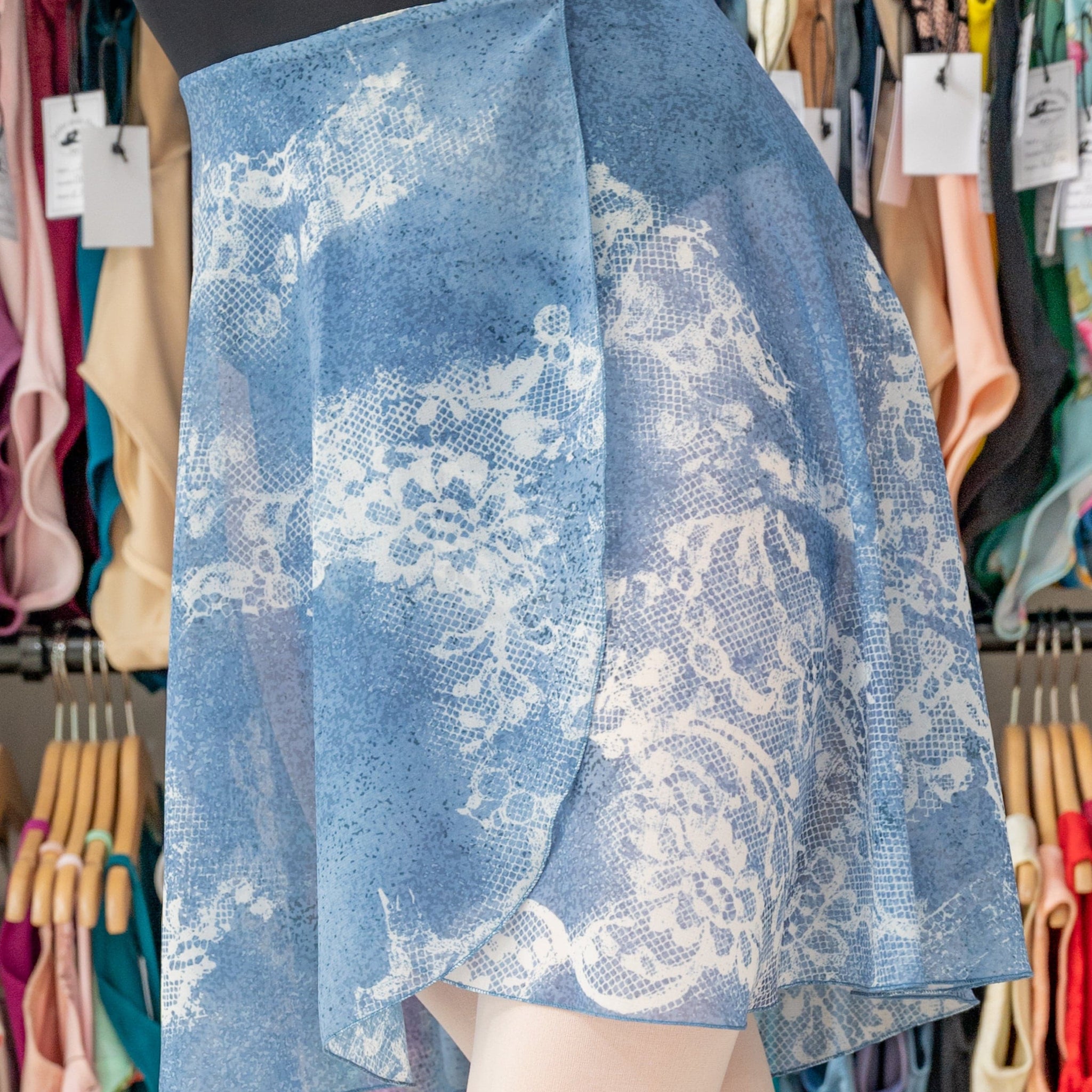 Floral Powder Blue Wrap Long Dance Skirt MP339 for Women by Atelier della Danza MP