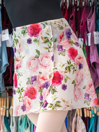 Floral White Wrap Short Dance Skirt MP345 for Women by Atelier della Danza MP