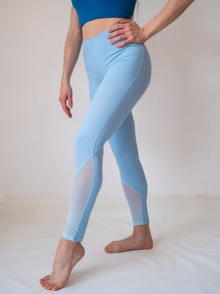Women's Light Blue 7/8 Leggings for Yoga and Fitness Workouts by LENA Activewear
