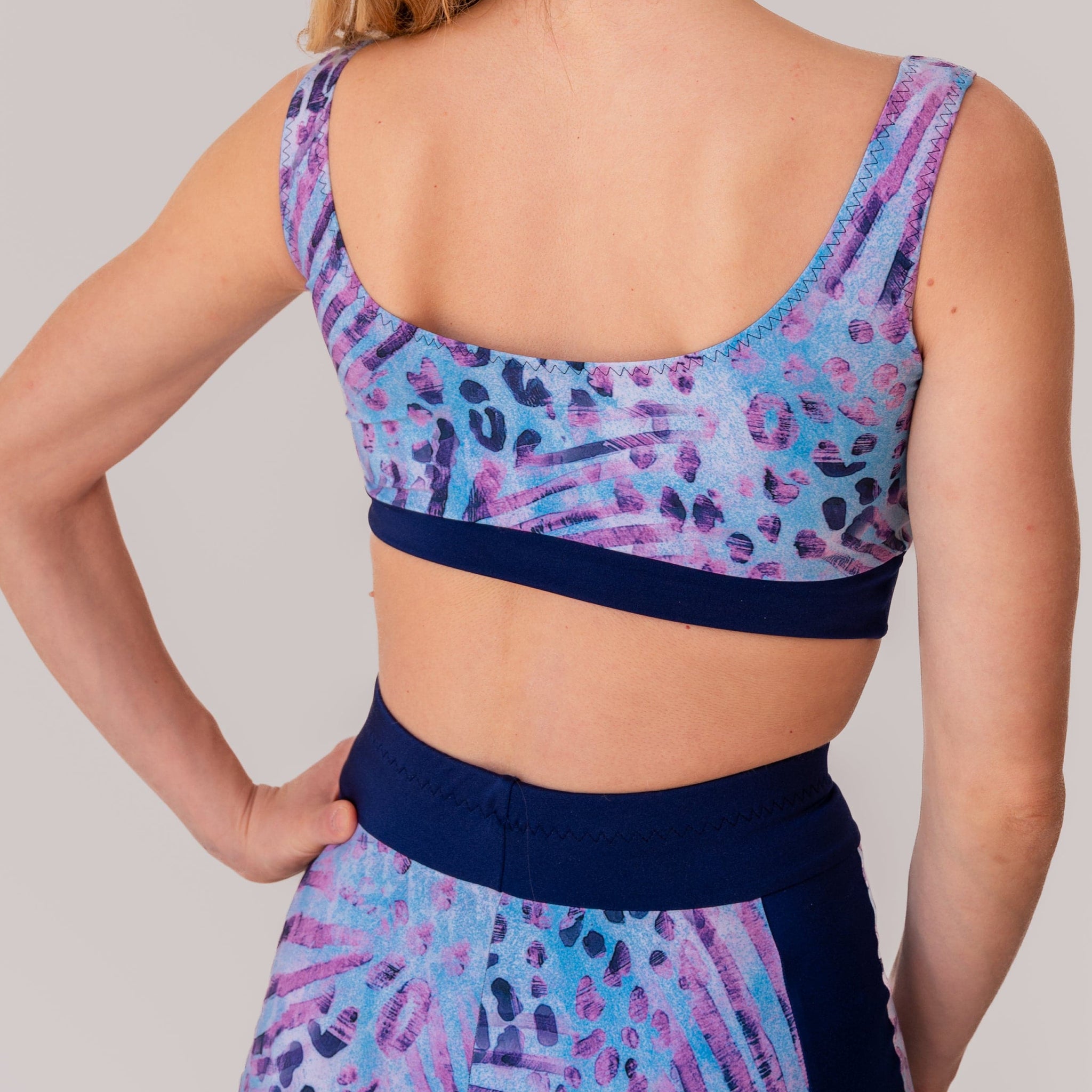 Women's Patterned Blue Bralette for Fitness and Yoga Workout by LENA Activewear